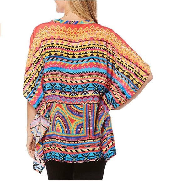 Rafaella Striped Tribal Caftan Tunic Top Size Small/Med Sunset NWT - Picture 2 of 2